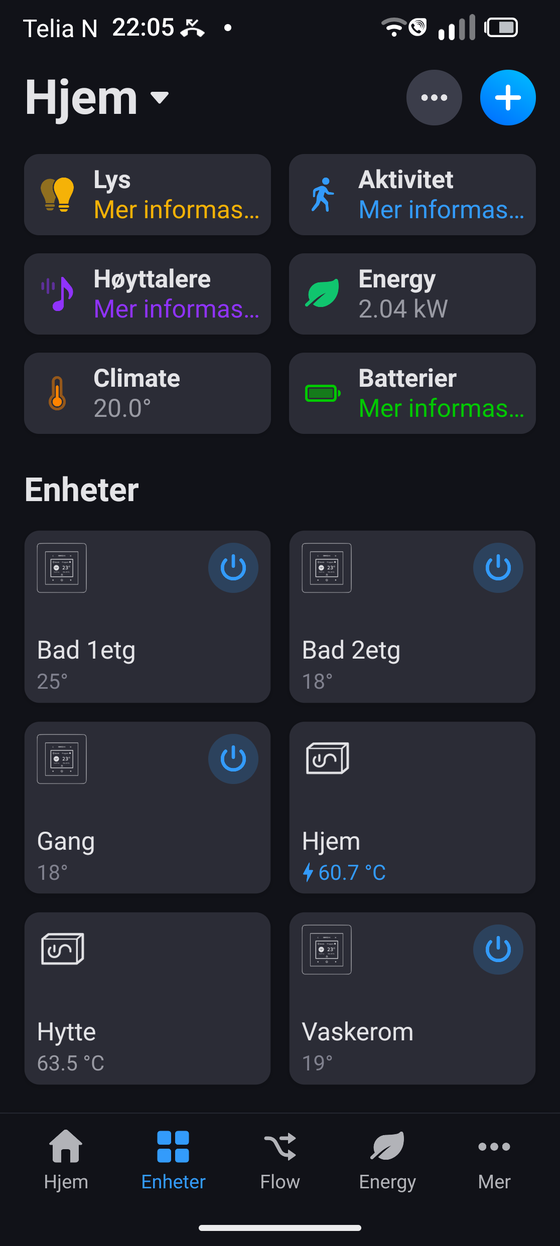 SmartVVB-enhetene vises i Homey