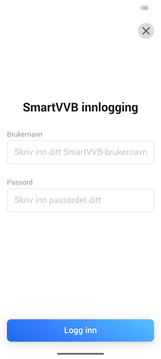 Innlogging med SmartVVB-brukernavn og passord