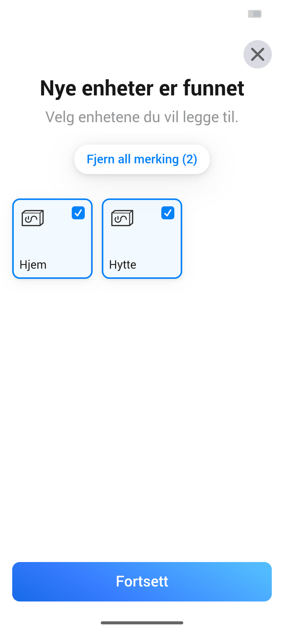 Velg hvilke SmartVVB-enheter som skal legges til